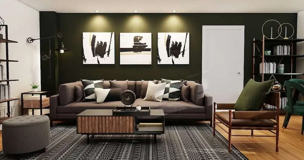 a room with a black-and-white theme.