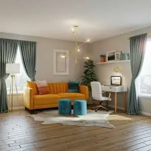 an orange couch.
