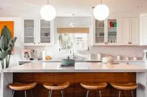 pendant lights in a kitchen.
